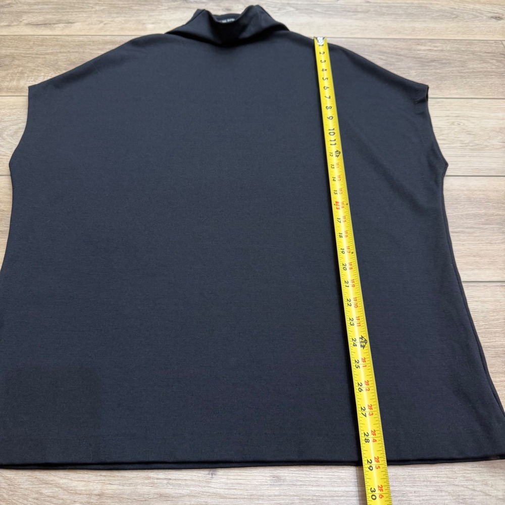 Kal Rieman Black Ponte Funnel Neck Tunic Top Oversized Cap Sleeve Minimalist M - Picture 8 of 10